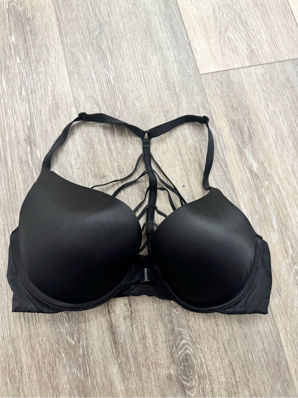 Victoria's Secret Black Lace-Up Strappy Push-Up Bra